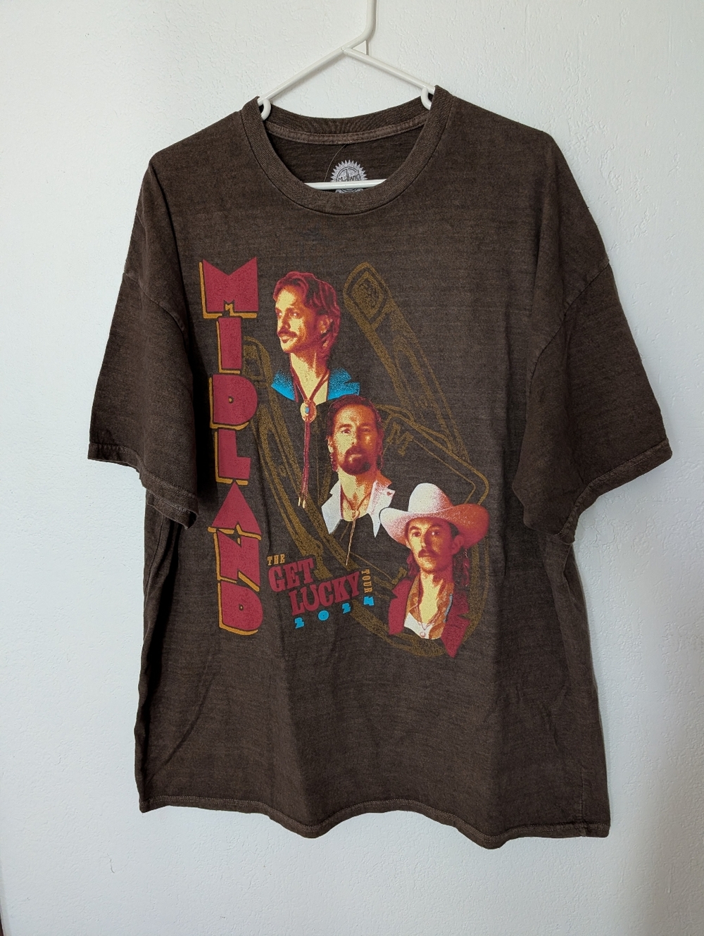 Midland The Get Lucky Tour 2024 Graphic Tee Country T Shirt Size XL Brown